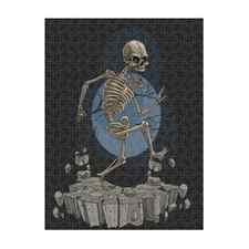 Cartoon death skeleton, Halloween scary illustration, Halloween party artwork Jigsaw Puzzle by Mounir Khalfouf