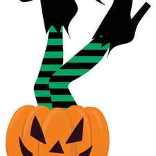 Funny Halloween Witch Legs Pumpkin Card, Pumpkin by Mounir Khalfouf
