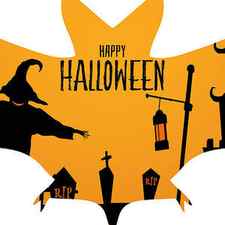 Happy Halloween Isolated Bat Silhouette, Halloween Graphic Design by Mounir Khalfouf