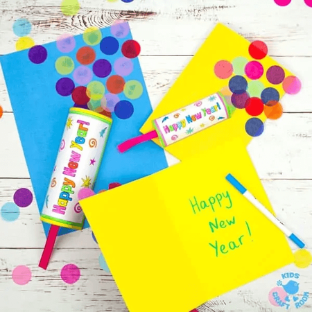 yellow and blue paper popper card craft