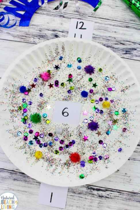 white and confetti paper plate countdown craft
