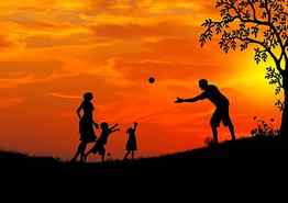: atmosphere, trip, ball game, tree, trees, dusk, couple, family outing, family life, catch, woman, leisure, background, illustrations, kid, children, joy of life, mood, man, mother, oranges, pair, shadow HD wallpaper