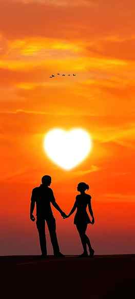 Valentine Memories , love, couple, moon, shadow, sunset, , heart, silouhette HD phone wallpaper