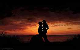 romantic kiss sunset love couple evening seaside shadow / romantic background, Seaside Oregon HD wallpaper