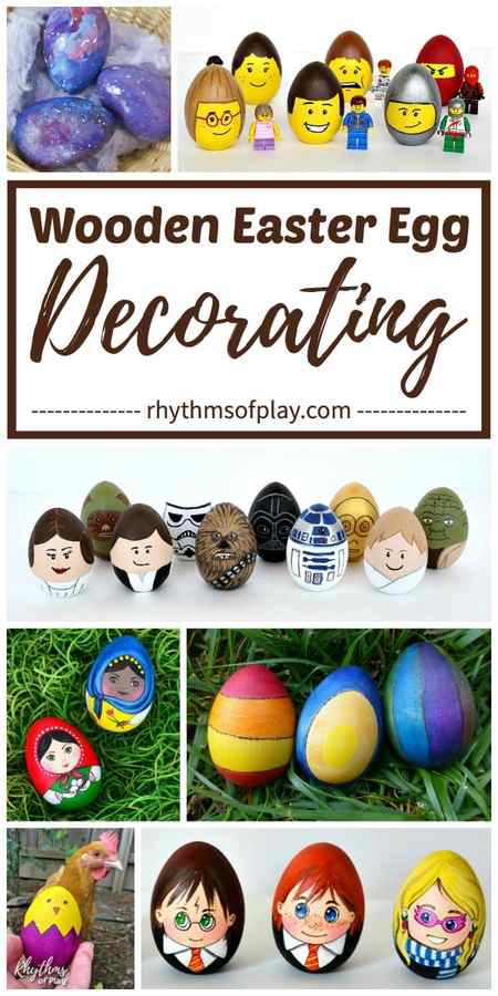 decorated wooden Easter eggs