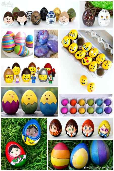wooden decorated Easter eggs - Easter egg crafts for kids and adults