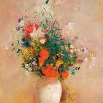 Vase Of Flowers (pink Background) by Odilon Redon