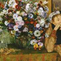 A Woman Seated beside a Vase of Flowers by Edgar Degas