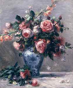 Wall Art - Painting - Vase of Roses by Pierre Auguste Renoir