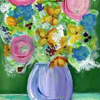 Fresh Flowers- Painting by Linda Woods