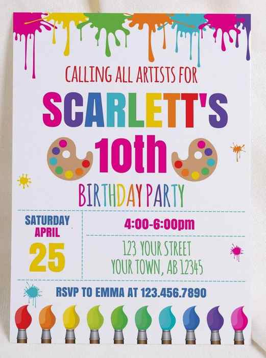 calling all artists painting party invitation