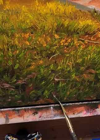 how to add grass and foliage detail to an oil painting