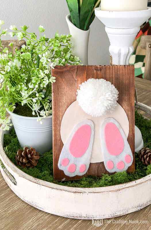wooden easter signs Bunny Butt on the Spring tray centerpiece