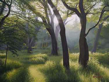 Meadow Walk IV by John Hulsey, 30 x 40, oil on canvas; painting fog | Artist Daily