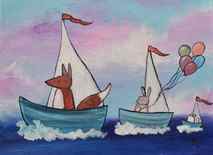 Original art for sale at UGallery.com | Sailboat Parade by Andrea Doss | 1.368 zł | acrylic painting | 9