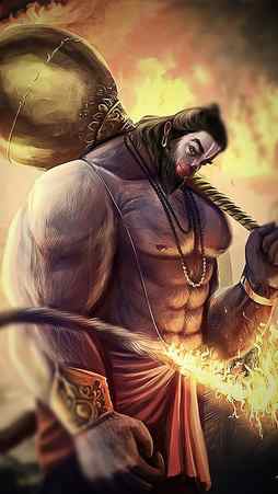 Lord Hanuman Painting Work, lord hanuman, painting work, art work, god, gada, bajrangbali, HD phone wallpaper