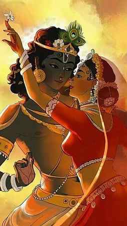 Radha Krishna Love, Art Work, painting art, lord, god, HD phone wallpaper