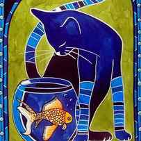 Blue Cat with Goldfish by Dora Hathazi Mendes