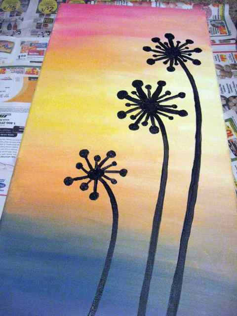 dandelion silhouette painting
