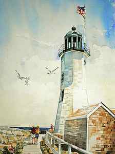 Wall Art - Painting - Scituate Light by P Anthony Visco