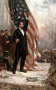 Wall Art - Painting - President Abraham Lincoln Giving A Speech by War Is Hell Store