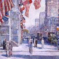 Early Morning on the Avenue in May 1917 by Childe Hassam