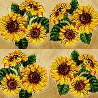 Sunflowers Pattern Country Field On Wooden Board by Irina Sztukowski