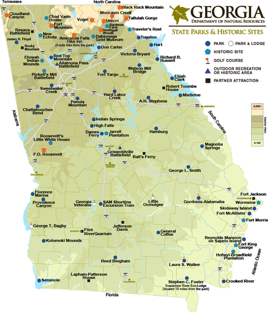 Map of Georgia State Parks & Historic Sites