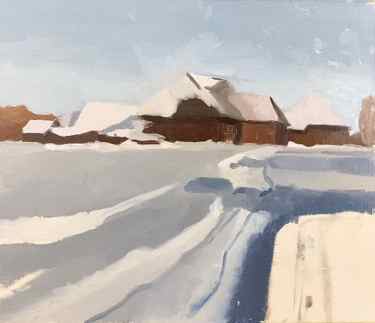winter landscape painting step by step in progress