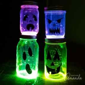 Fun to make glowing jack o lantern jars