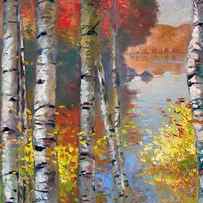 Birch trees by the lake by Ylli Haruni