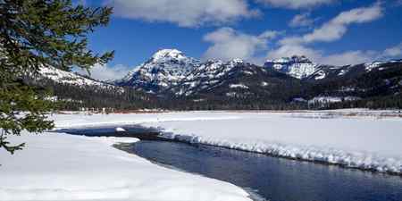 River in winter in Yellowstone National Park, Wyoming