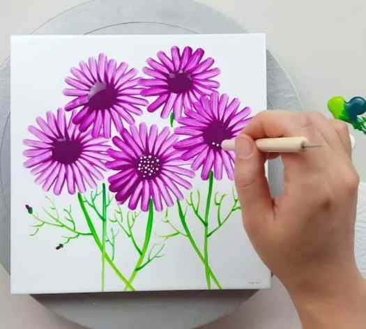 How to Make Cosmos Flower Acrylic Painting