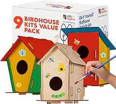 Sponsored Ad - 9 DIY Bird House Kits For Children to Build - Wood Birdhouse Kits For Kids to Paint - Unfinished Wood Bird . 