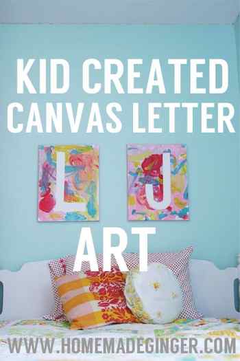 This diy canvas art for kids project is easy to make and looks so cute hanging in a kids room. This is such an easy art project for kids!