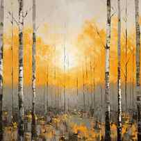 Birch Sunset - Birch Trees Artr by Lourry Legarde