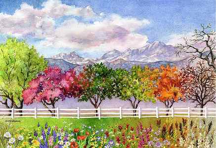 Wall Art - Painting - Parade of the Seasons by Anne Gifford