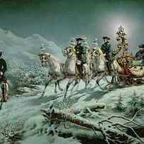 Sleighride by night of King Ludwig II in the Ammer-Mountains, around 1880. by Richard Wenig RICHARD WENIG -AROUND 1880-