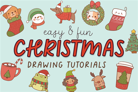 Christmas Art Drawing Prompts for Kids - Natural Beach Living