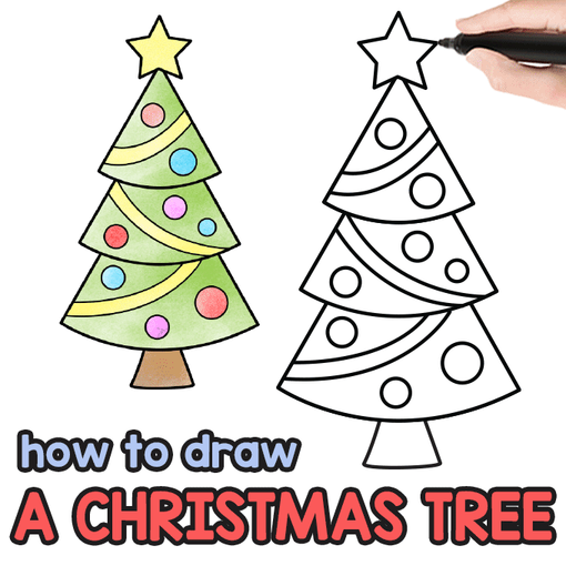 Christmas drawing - Christmas tree drawing - Easy drawings easy