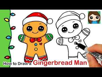 How To Draw a Gingerbread Man Person With Santa Hat Drawing Easy | Step By Step Gingerbread Man Drawing Video | Art Famiya | How To Draw a Gingerbread Man Person With