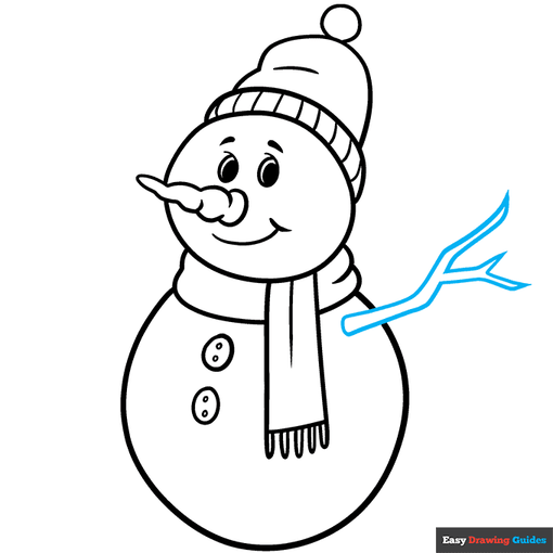 Easy Cartoon Snowman step-by-step drawing tutorial: step 8