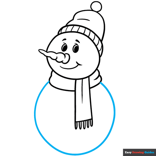 Easy Cartoon Snowman step-by-step drawing tutorial: step 6