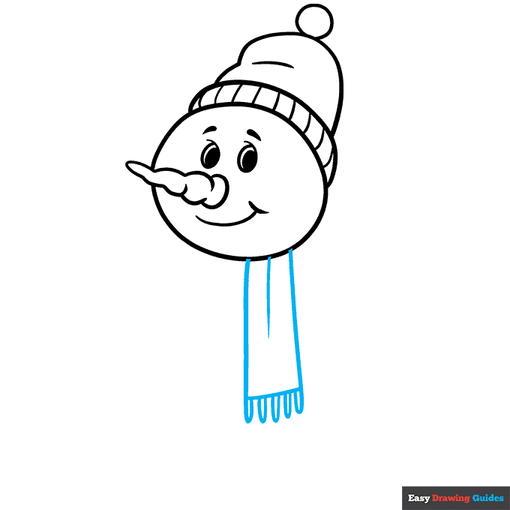 Easy Cartoon Snowman step-by-step drawing tutorial: step 4