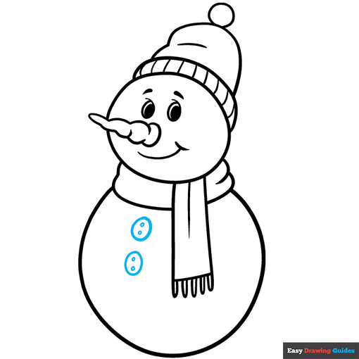 Easy Cartoon Snowman step-by-step drawing tutorial: step 7