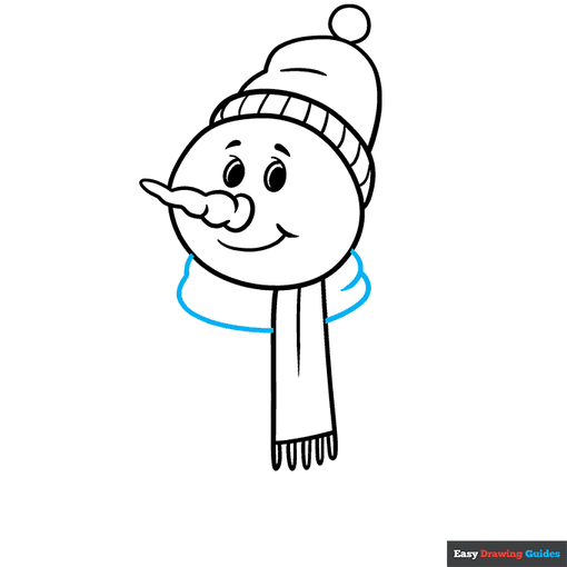 Easy Cartoon Snowman step-by-step drawing tutorial: step 5