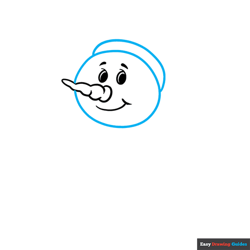 Easy Cartoon Snowman step-by-step drawing tutorial: step 2