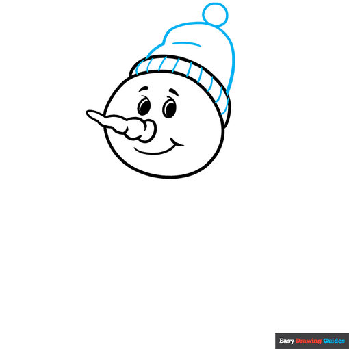 Easy Cartoon Snowman step-by-step drawing tutorial: step 3