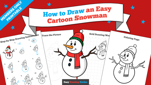 How to Draw an Easy Cartoon Snowman Printable Thumbnail