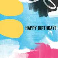 Happy Birthday- Colorful Abstract Greeting Card by Linda Woods